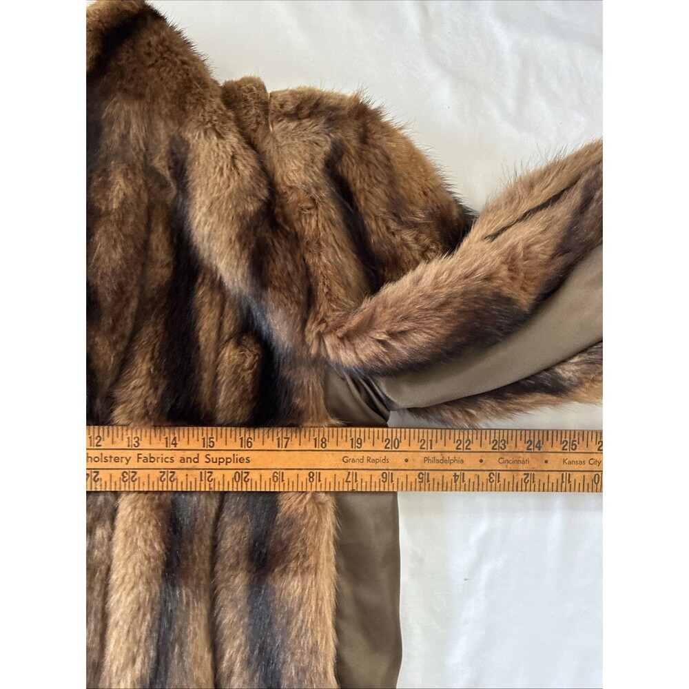 Vtg Maas Brothers Florida Brown Fur Cropped Coat Stole Small Mob Wife FLAWS READ - Picture 15 of 16